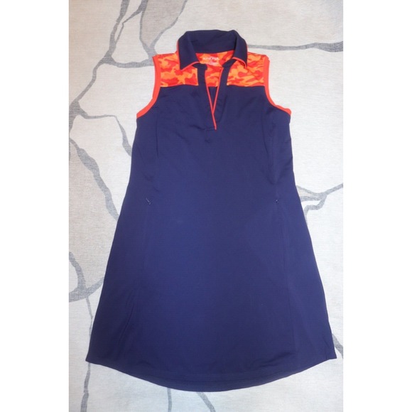Kinona Dresses & Skirts - KINONA Sleeveless Golf Dress in Navy Blue with Orange XS